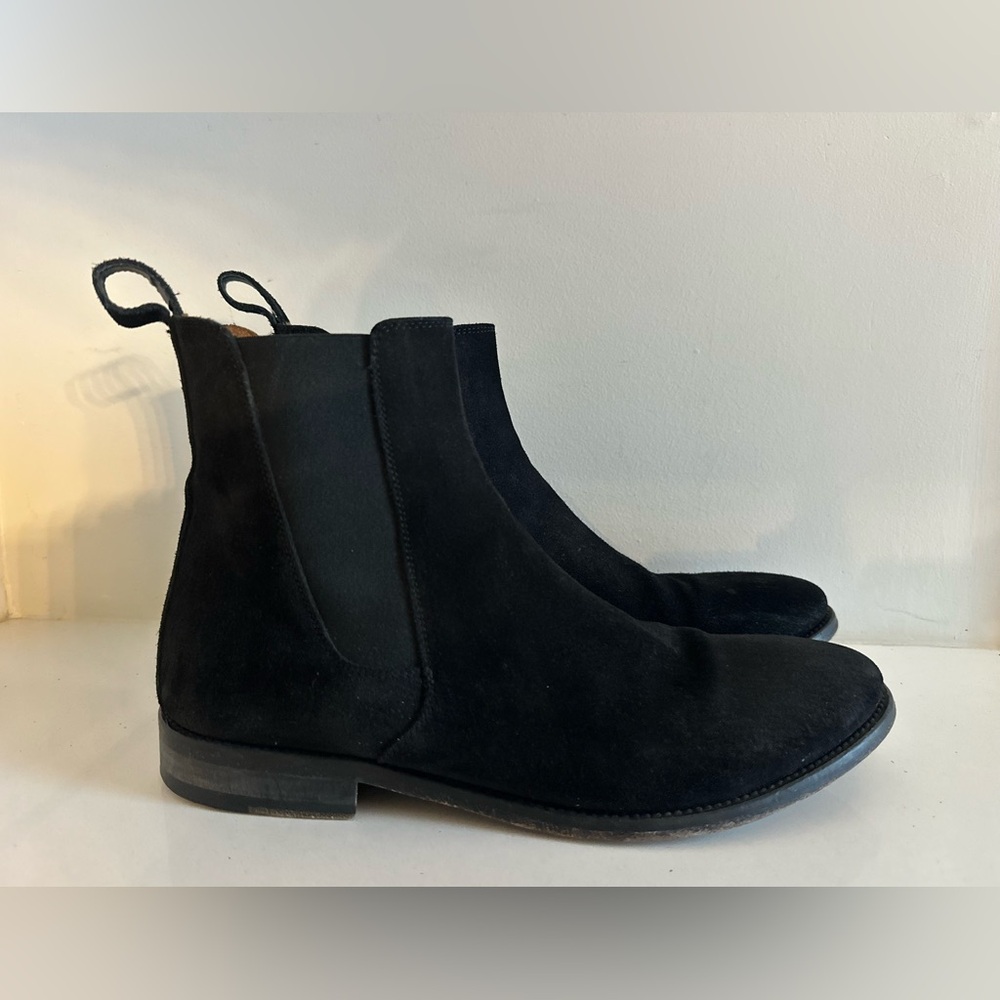ORO Chelsea Boots Mens Size 10 Black Suede Pull On Ankle Handcrafted